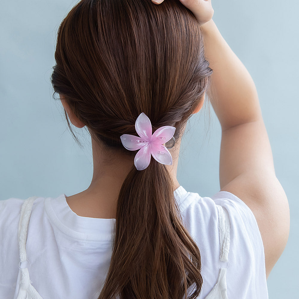 ヘアクリップ プルメリア フラワー 花 カラー 65mm サイドクリップ