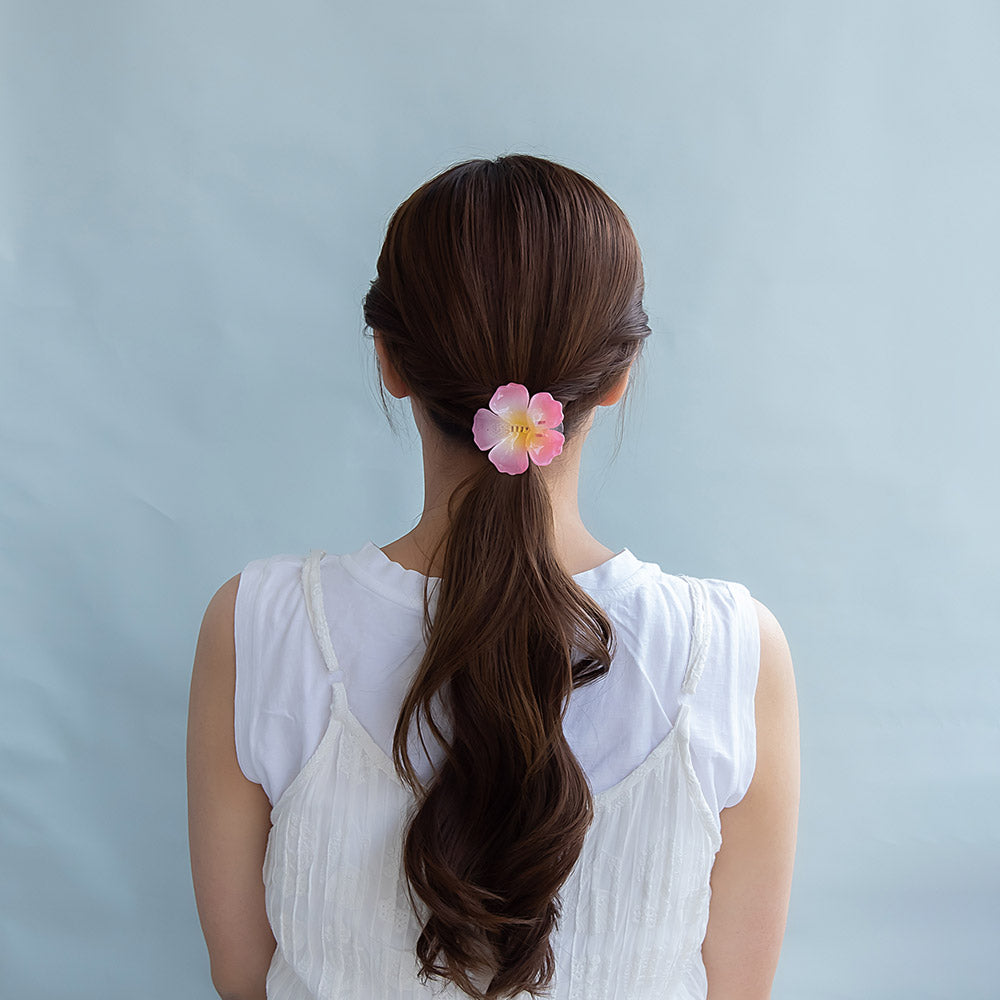 ヘアクリップ ハイビスカス フラワー 花 カラー 60mm サイドクリップ