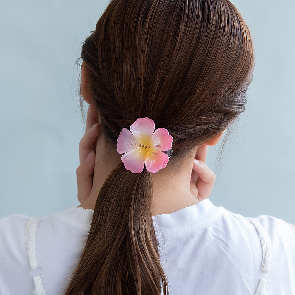 ヘアクリップ ハイビスカス フラワー 花 カラー 60mm サイドクリップ