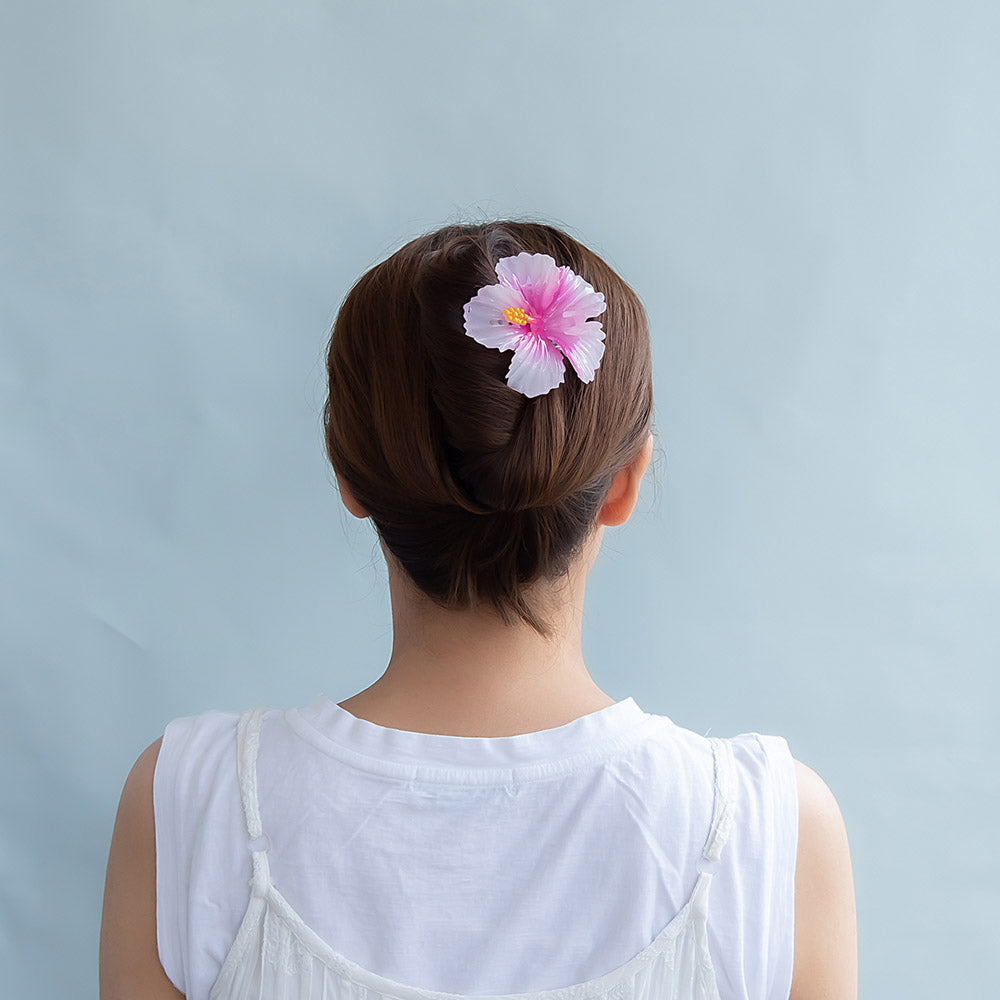 ヘアクリップ ハイビスカス フラワー 花 カラー 80mm ビッグ サイドバンスクリップ
