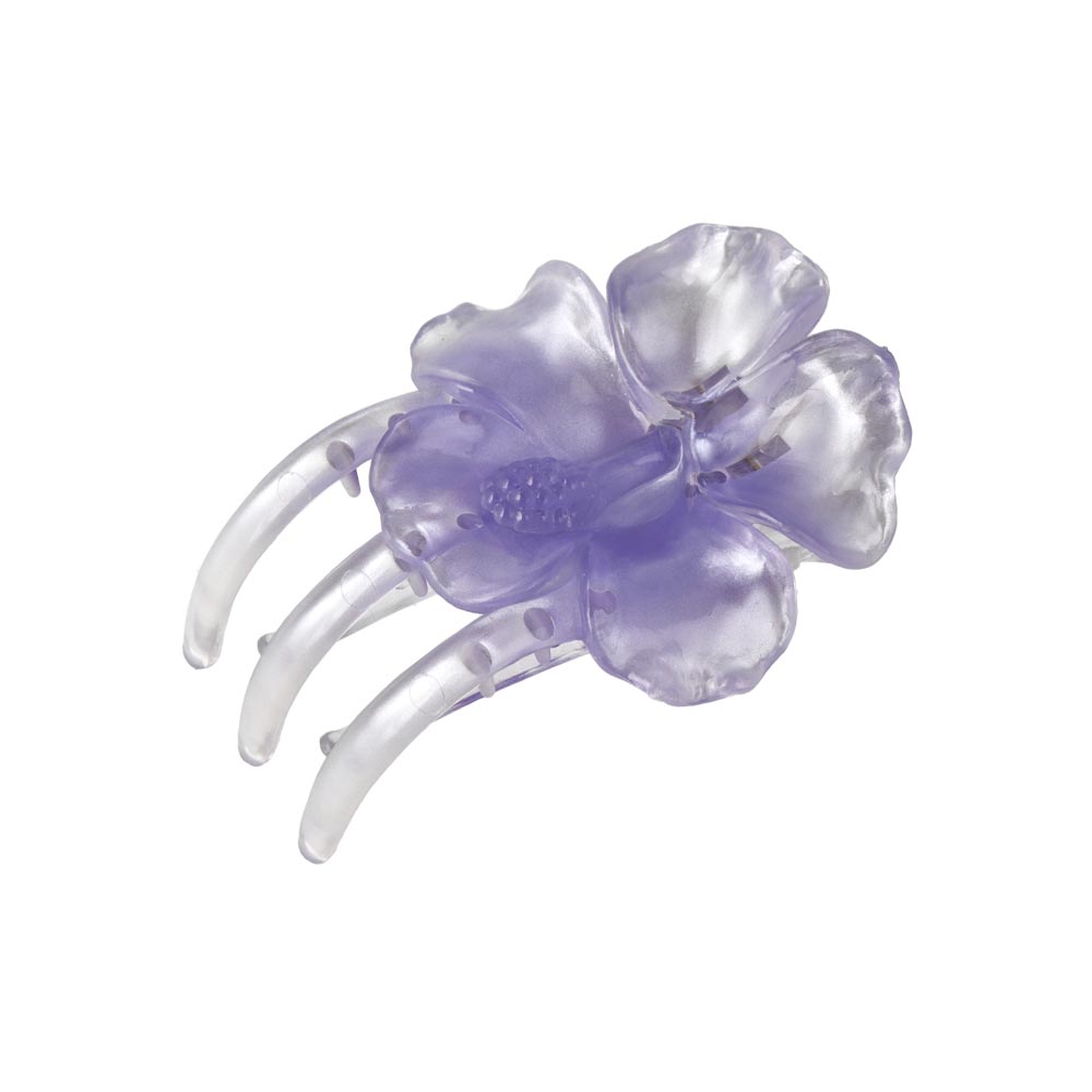 ヘアクリップ ハイビスカス フラワー 花 カラー 78mm クリア サイドバンスクリップ