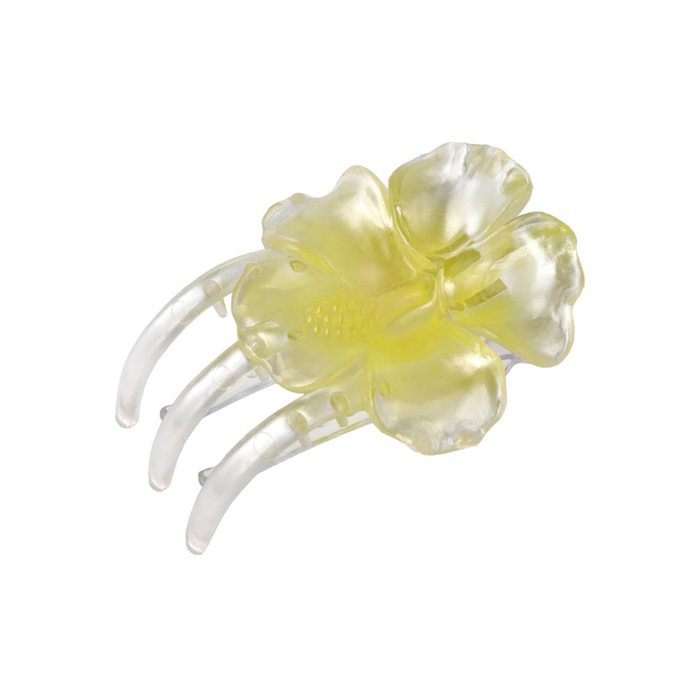 ヘアクリップ ハイビスカス フラワー 花 カラー 78mm クリア サイドバンスクリップ