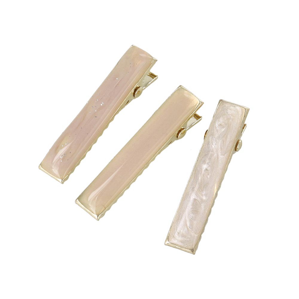 ヘアクリップ Jewel epo マーブル カラー ラメ 3個セット サイドクリップ ミニクリップ