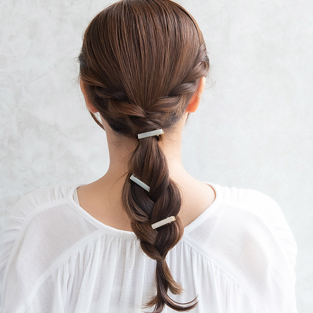 ヘアクリップ Jewel epo マーブル カラー ラメ 3個セット サイドクリップ ミニクリップ