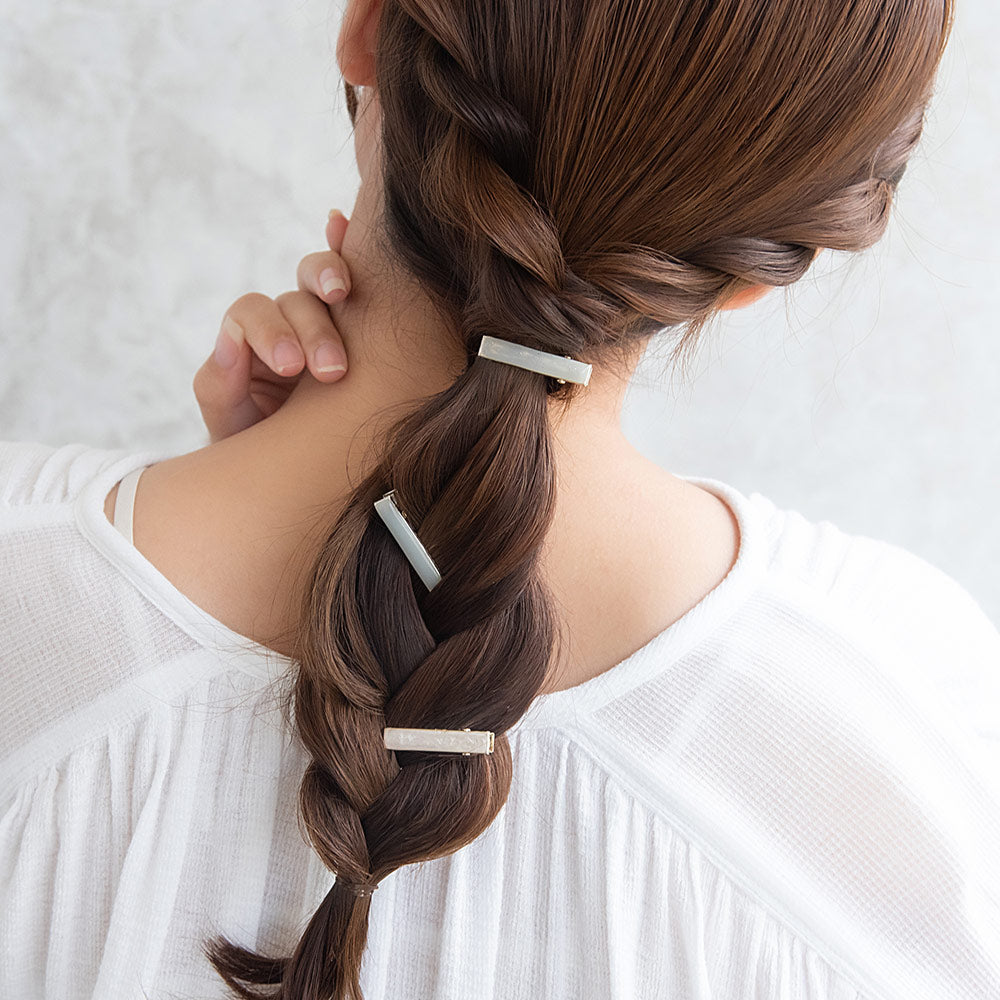 ヘアクリップ Jewel epo マーブル カラー ラメ 3個セット サイドクリップ ミニクリップ