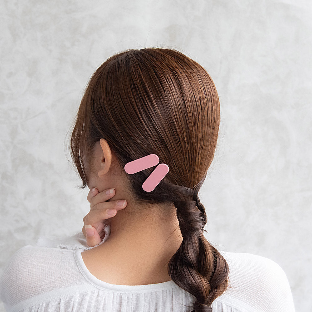 ヘアクリップ オーバル カラー 2個セット ミニクリップ