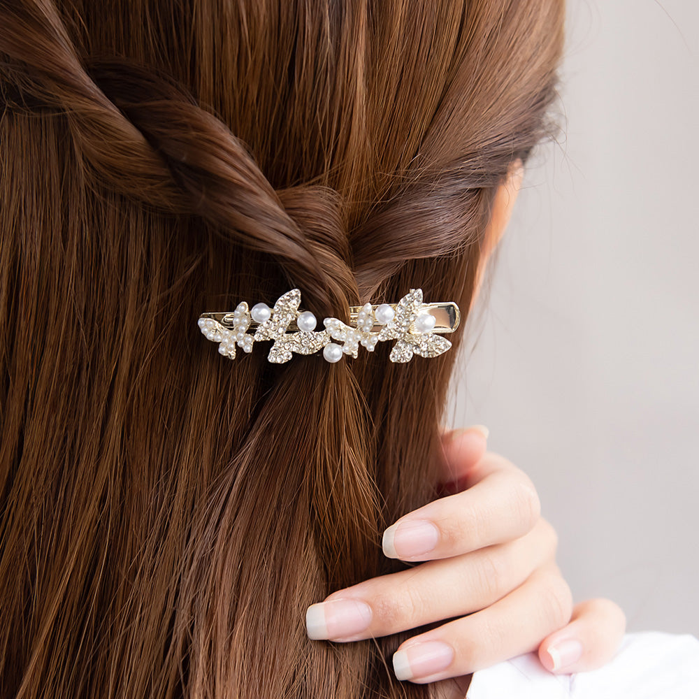 ヘアクリップ ストーン パール バタフライ
