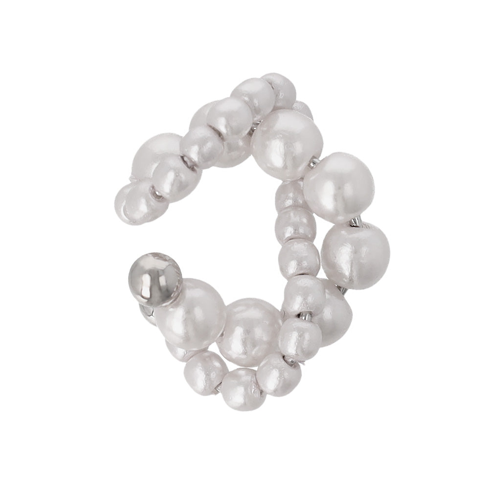 イヤーカフ ニッケルフリー パール クロス ツイスト イヤリング 【片耳用】