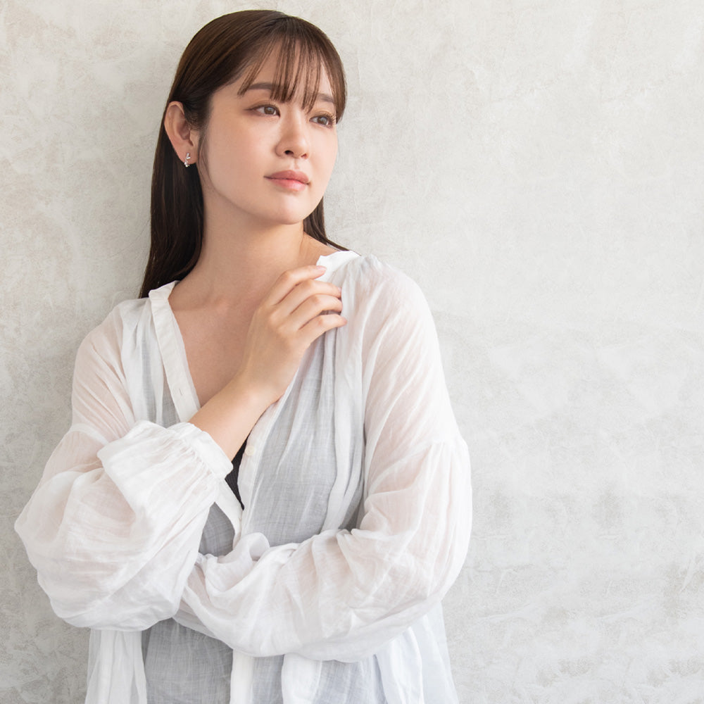 イヤリング ニッケルフリー メタル ミニ ストーン レクタングル 下がり ネジバネ式イヤリング