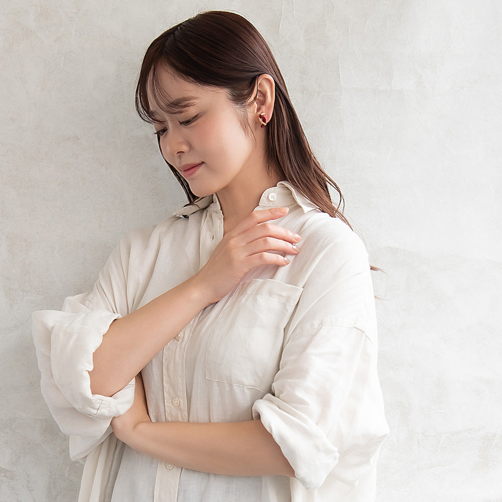 イヤリング ニッケルフリー メタル フロッキー カラー カーブ ライン クロス ネジバネ式イヤリング