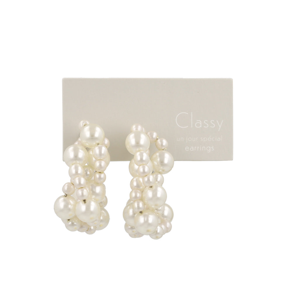 Classy イヤリング ニッケルフリー パール ネジバネ式イヤリング