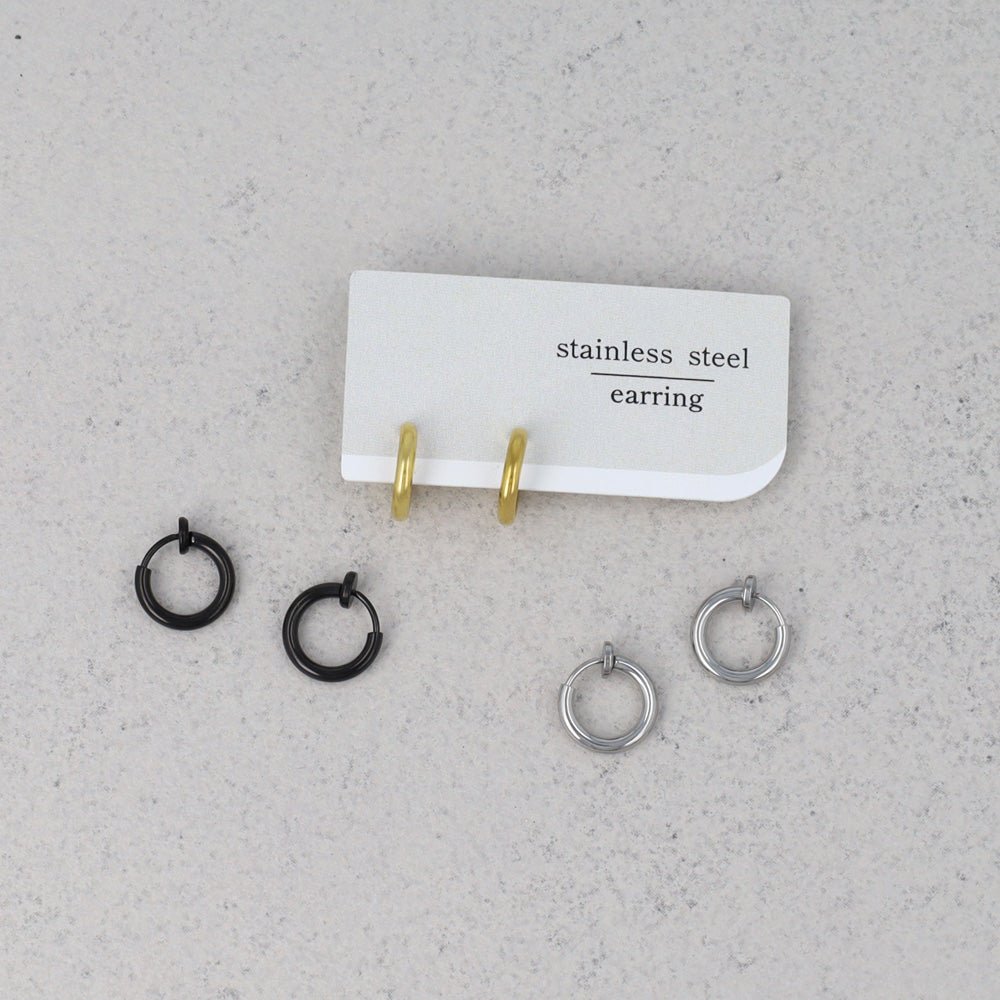 イヤリング ステンレス メタル 12mm フープタイプ パイプイヤリング