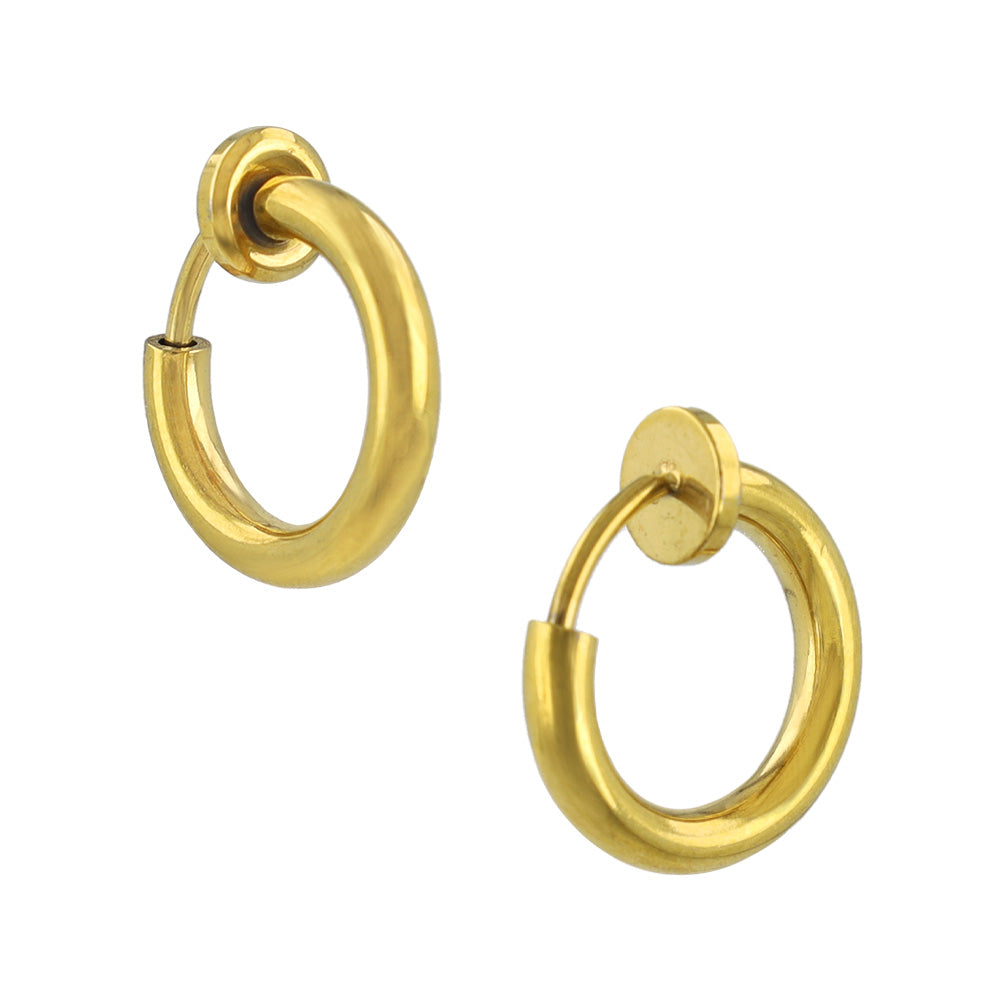 イヤリング ステンレス メタル 12mm フープタイプ パイプイヤリング
