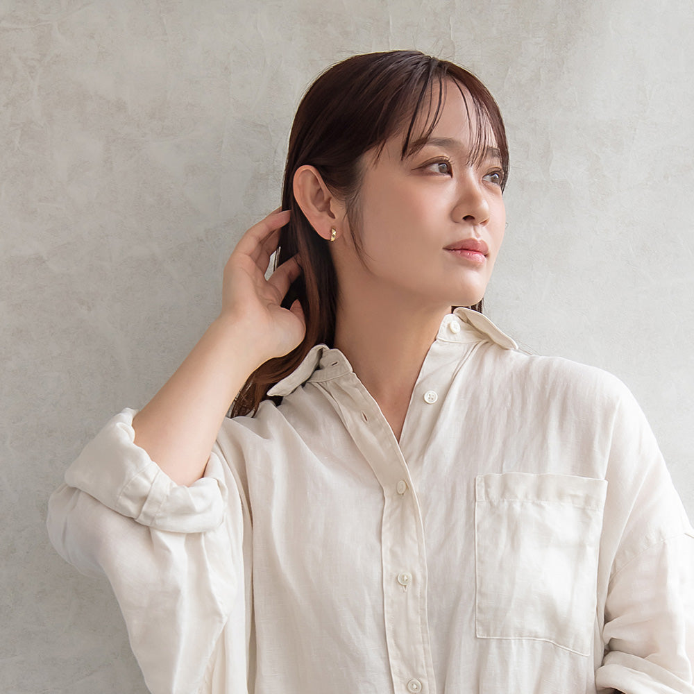 イヤリング ステンレス ダイヤカット フープイヤリング