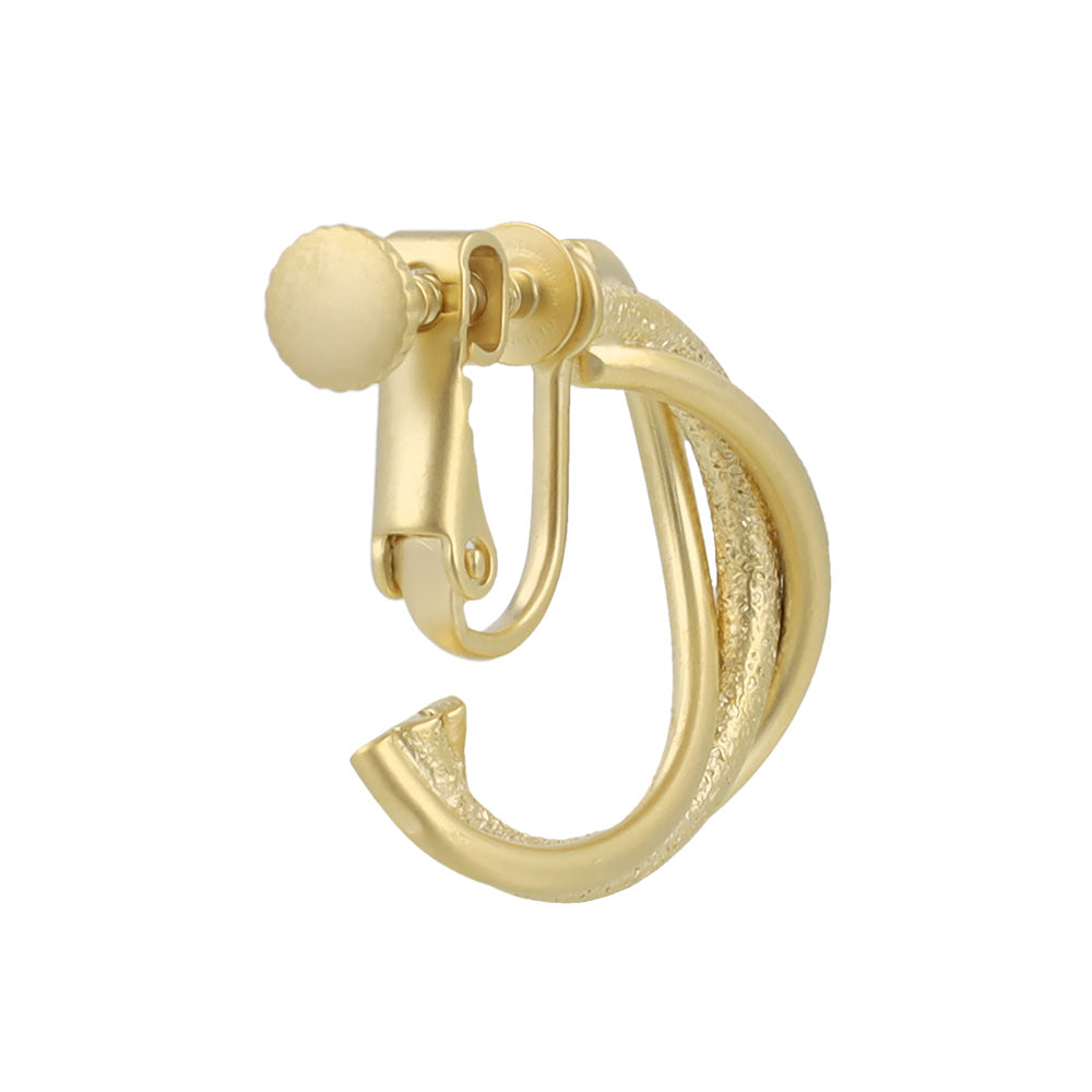 イヤリング ニッケルフリー sable gold メタル トリプル クロス ライン C型 ネジバネ式イヤリング