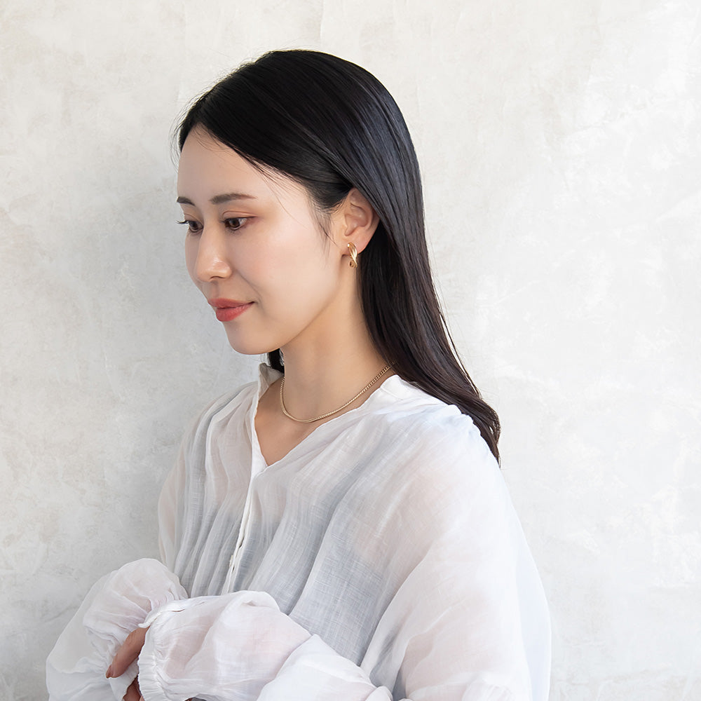 イヤリング ニッケルフリー sable gold メタル トリプル クロス ライン C型 ネジバネ式イヤリング