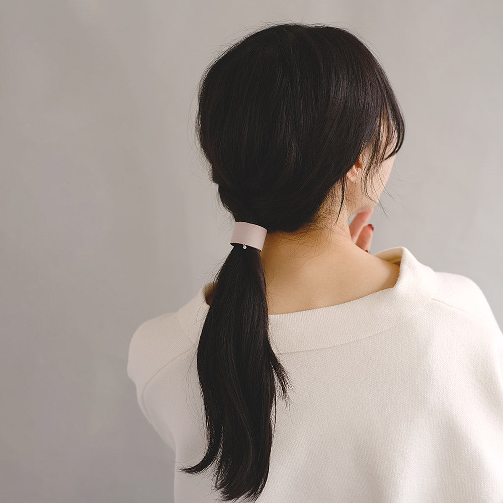 ヘアカフ グログラン リボン ストーン スリムタイプ クラップカフ ヘアポニー ポニーフック