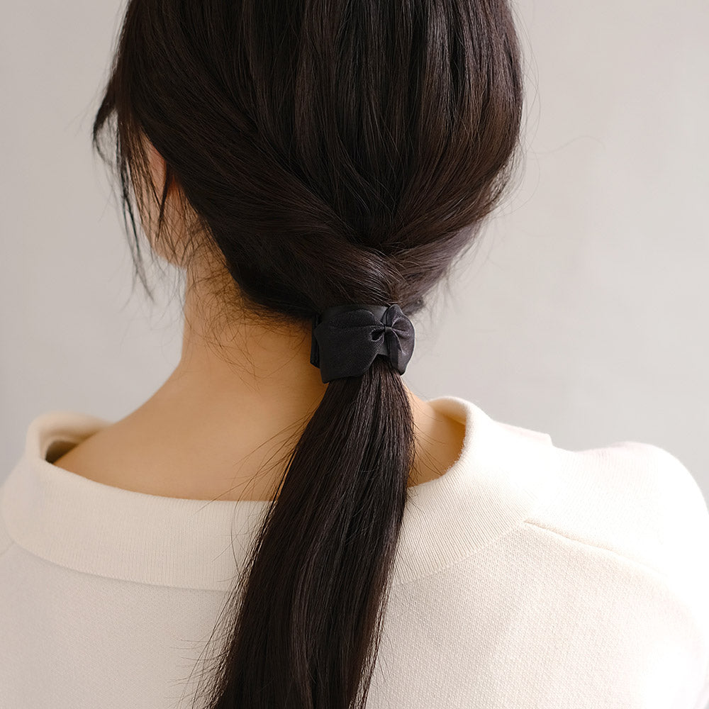 ヘアカフ シアー リボン スリムタイプ クラップカフ ヘアポニー ポニーフック