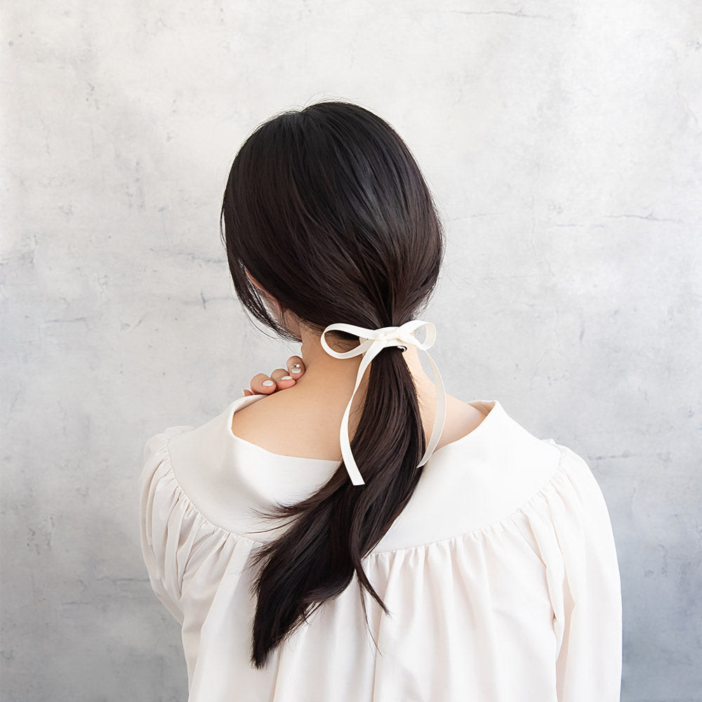 ヘアカフ グログラン リボン モノトーン カラー スリムタイプ クラップカフ ヘアポニー ポニーフック