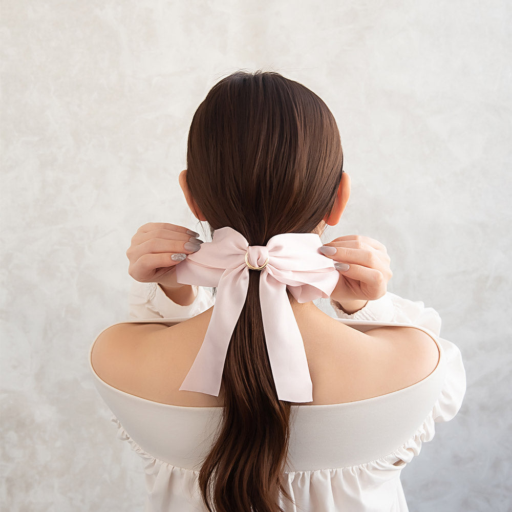 ヘアカフ ビッグ ダブル リボン メタル リング ヘアポニー ポニーフック