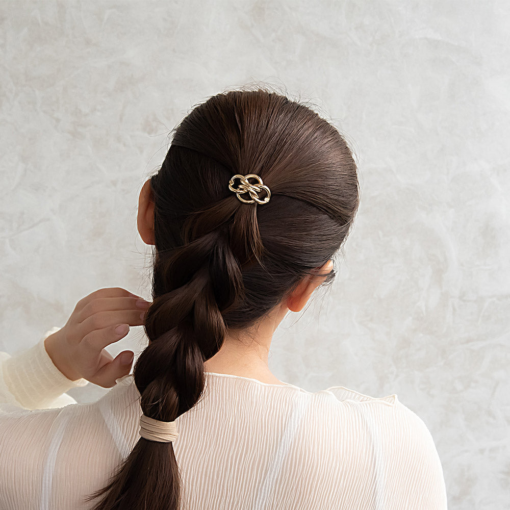 ヘアカフ ヘアゴム メタル アーモンド リング フラワー 花 2個セット ワイド リングゴム ヘアポニー ポニーフック
