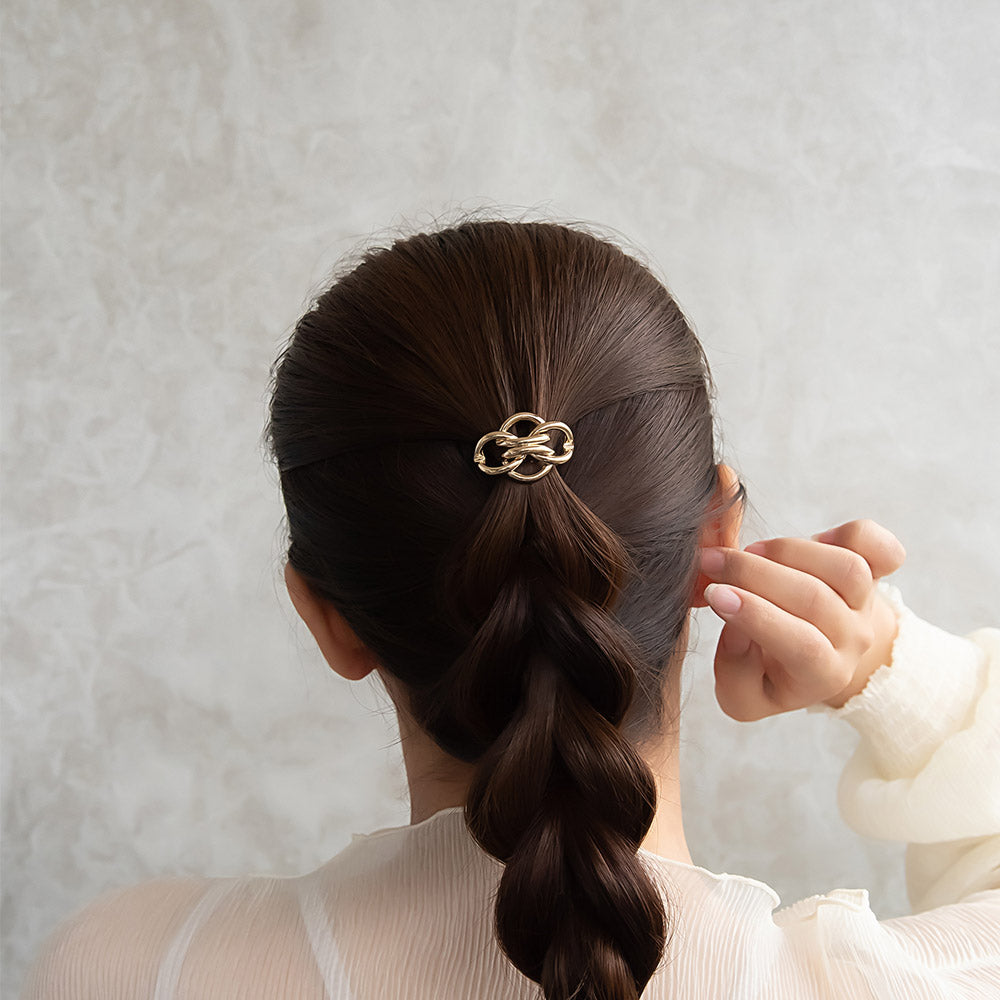 ヘアカフ ヘアゴム メタル アーモンド リング フラワー 花 2個セット ワイド リングゴム ヘアポニー ポニーフック