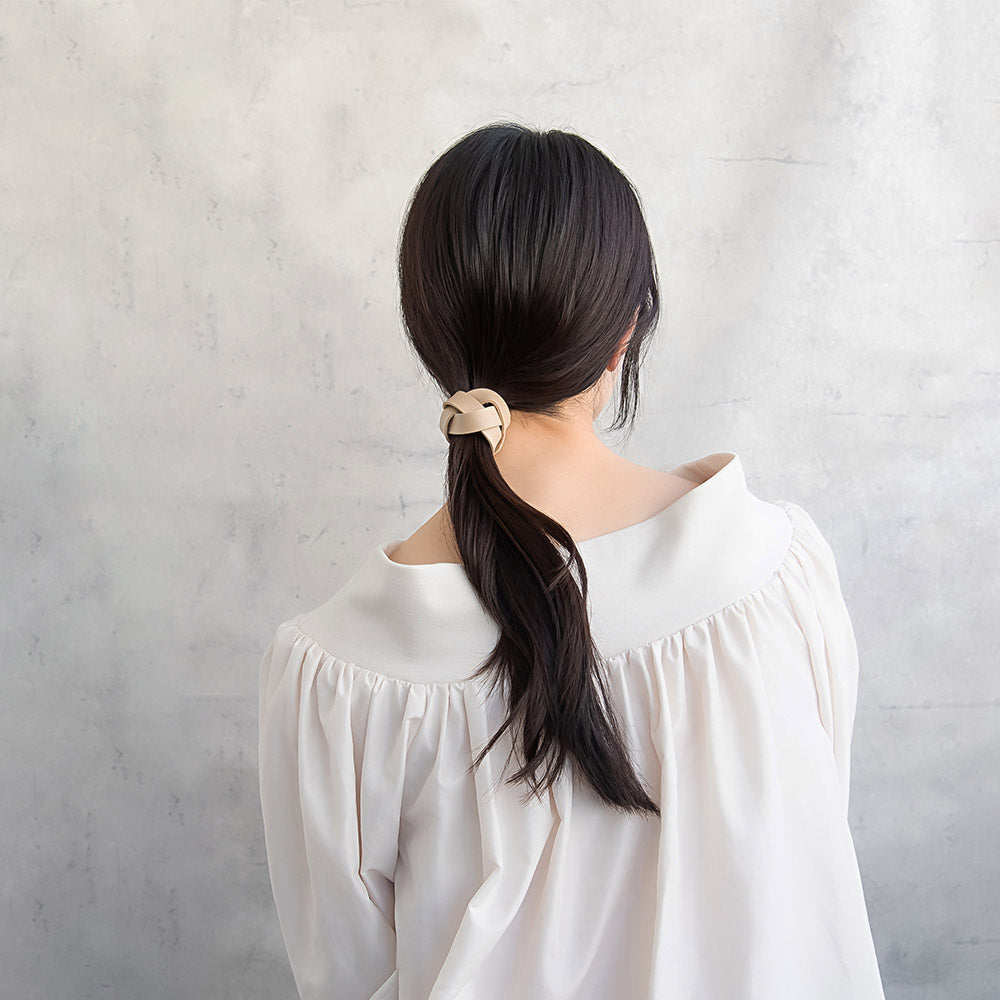 ヘアカフ 編み込み クロス フェイクレザー 合皮 スナップカフ ヘアポニー ポニーフック