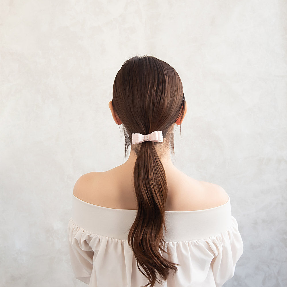 ヘアカフ ダブル リボン 立体 ドット ゴールド ヘアポニー ポニーフック