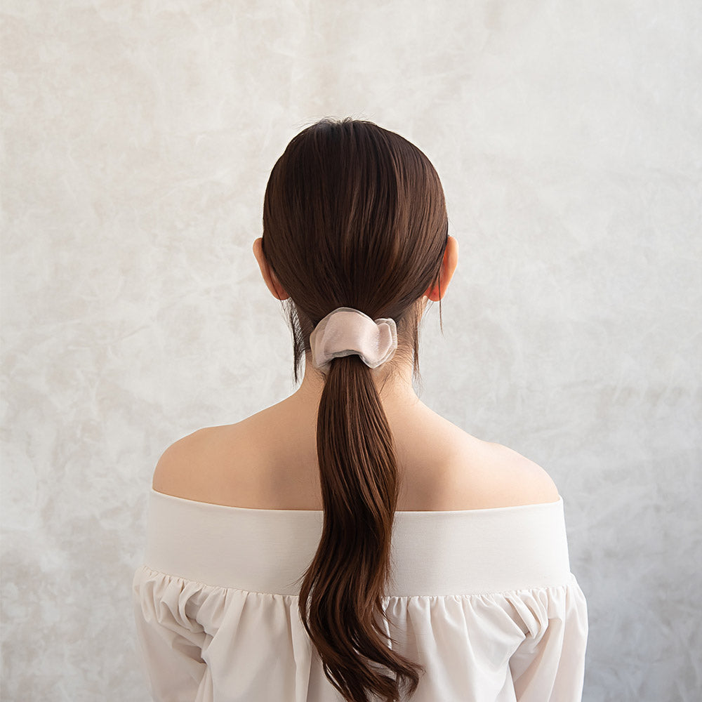 ヘアカフ シアー シマー くすみカラー シュシュ風 クラップカフ ヘアポニー ポニーフック