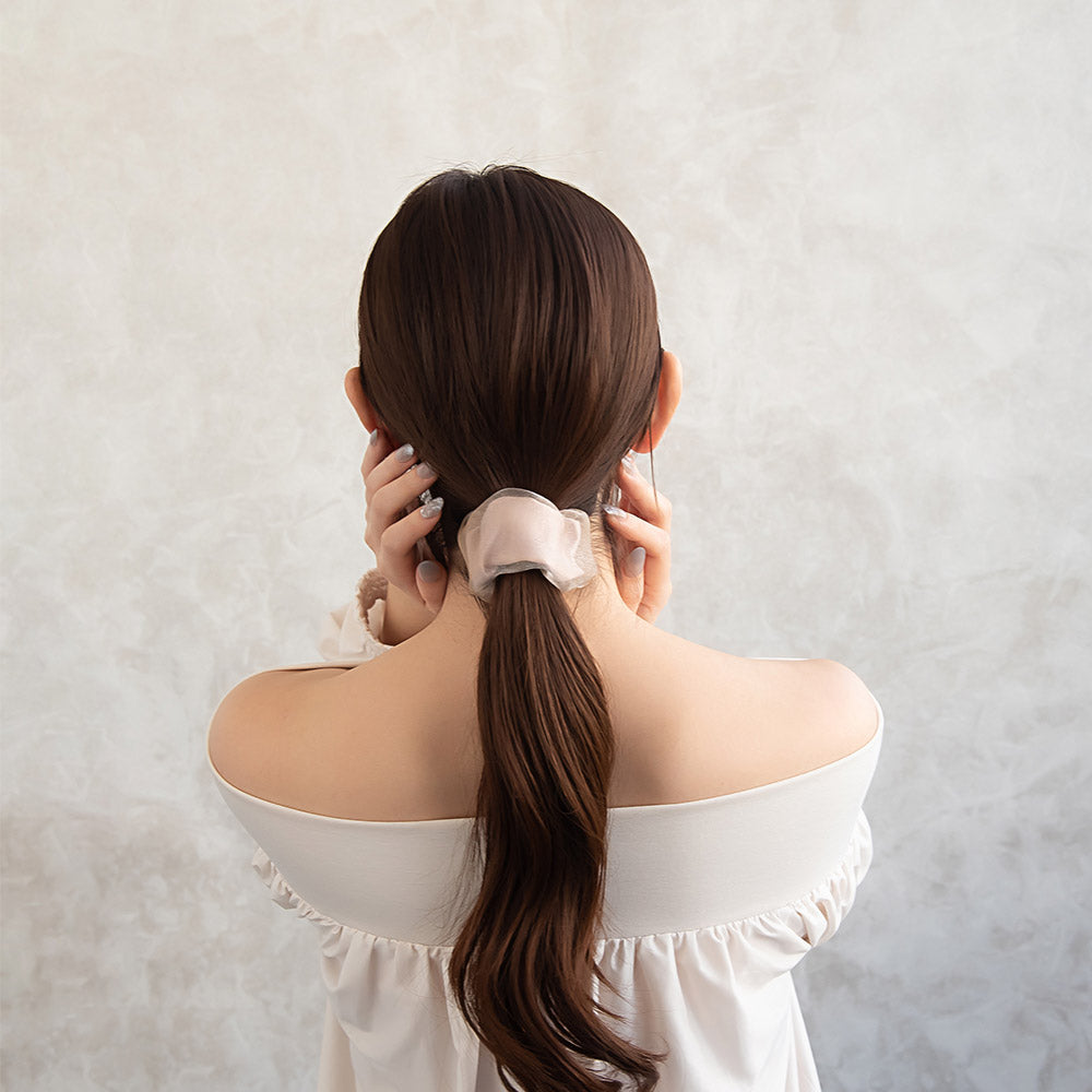 ヘアカフ シアー シマー くすみカラー シュシュ風 クラップカフ ヘアポニー ポニーフック