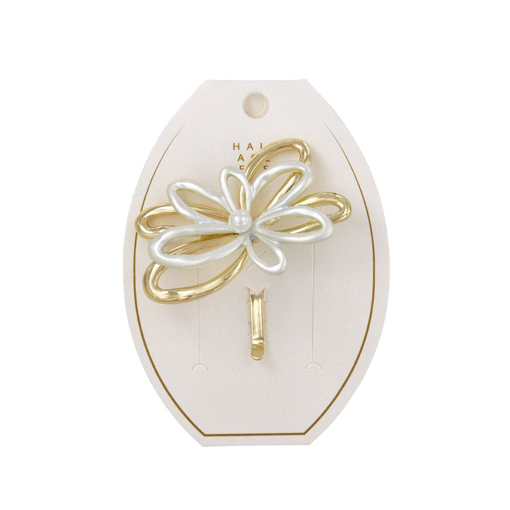 ヘアカフ メタル フラワー 花 バイカラー パール ヘアポニー ポニーフック