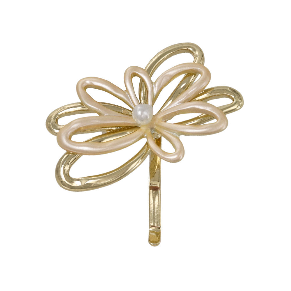 ヘアカフ メタル フラワー 花 バイカラー パール ヘアポニー ポニーフック