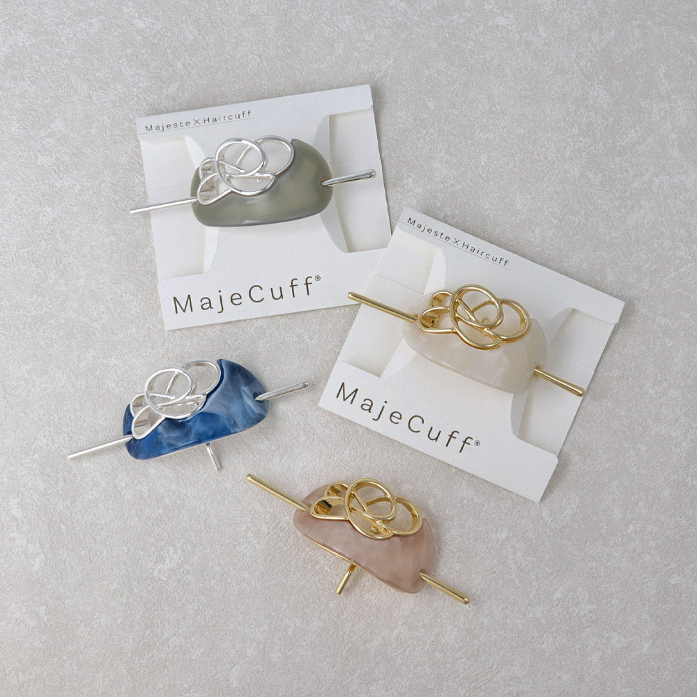 MajeCuff/マジェカフ マジェステみたいなヘアカフ オーバル マーブル カラー 透かし メタル クロス ライン