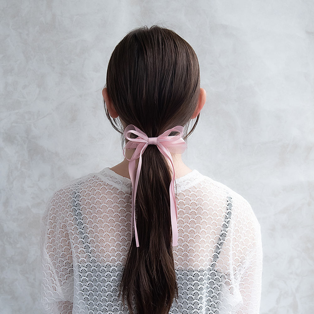 ヘアカフ ダブル ロング リボン シアー カラー