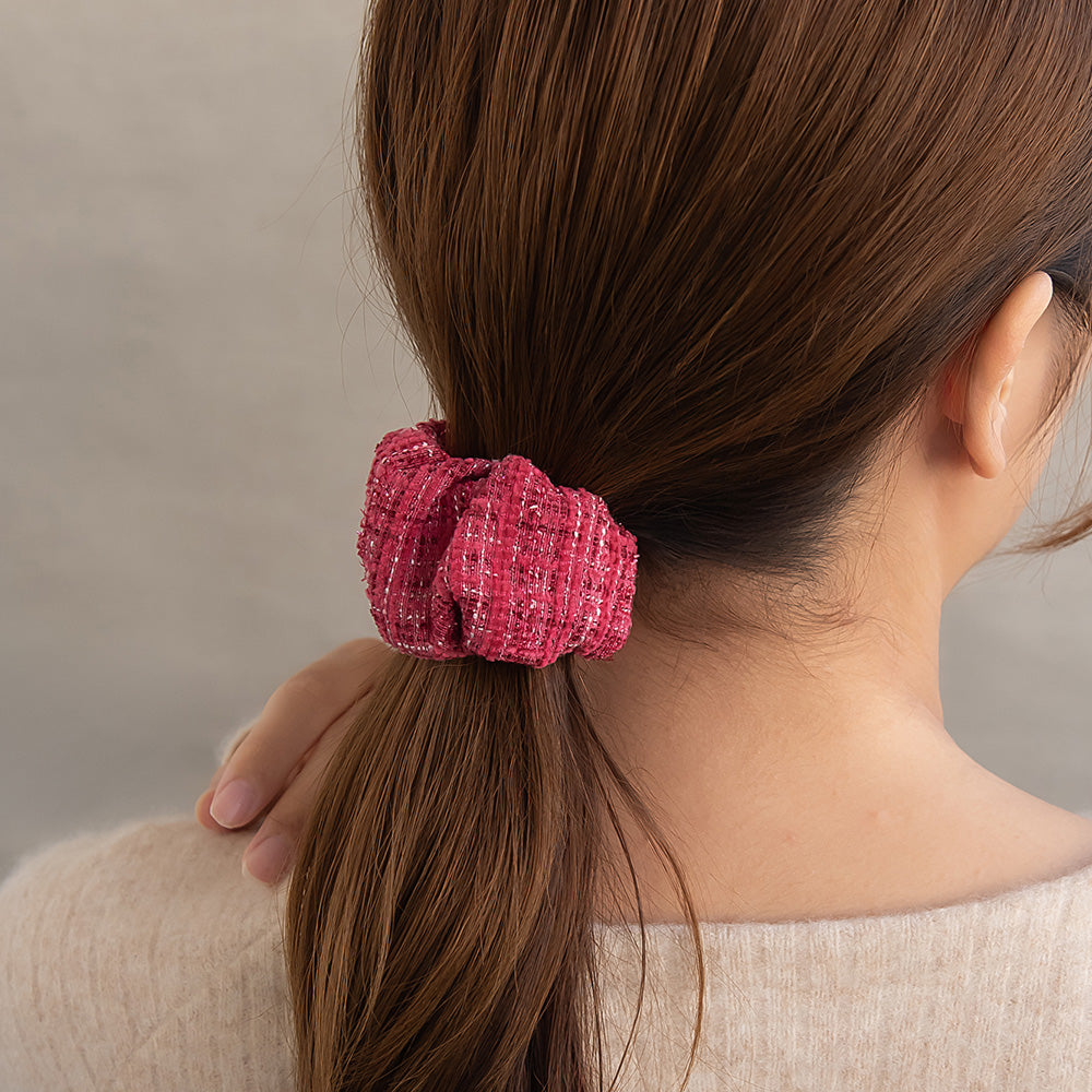 ヘアカフ クラップカフ ツイード調 シュシュ風