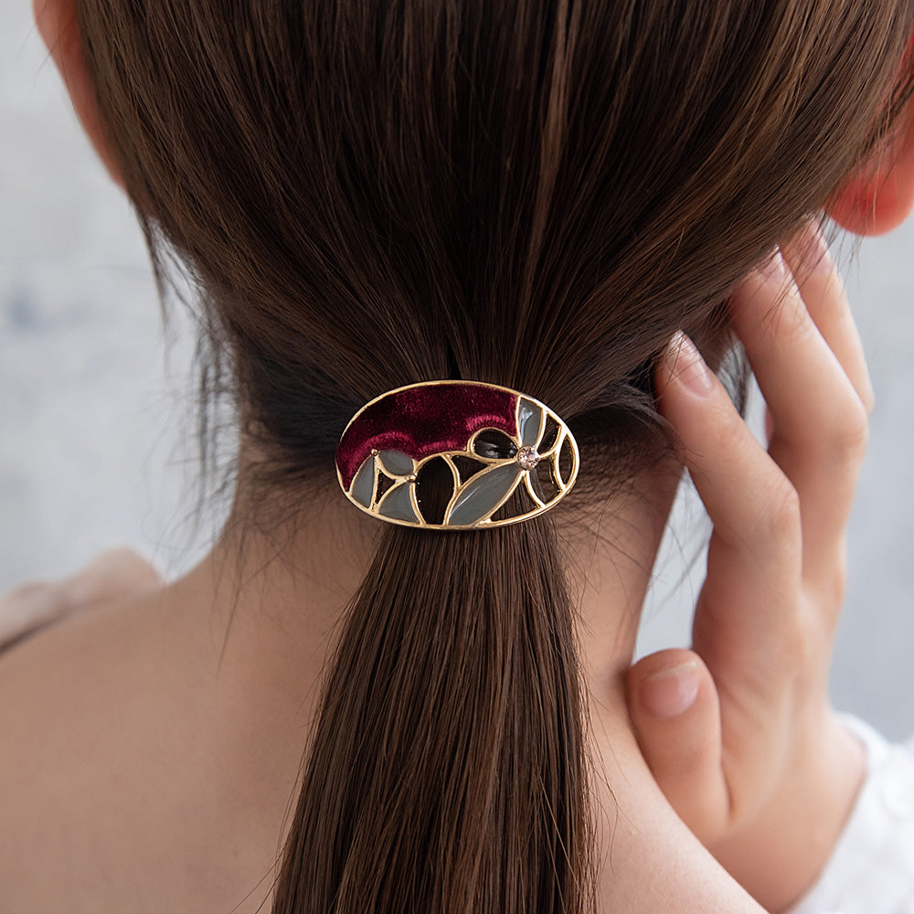 ヘアカフ ベロア カラー 透かし フラワー