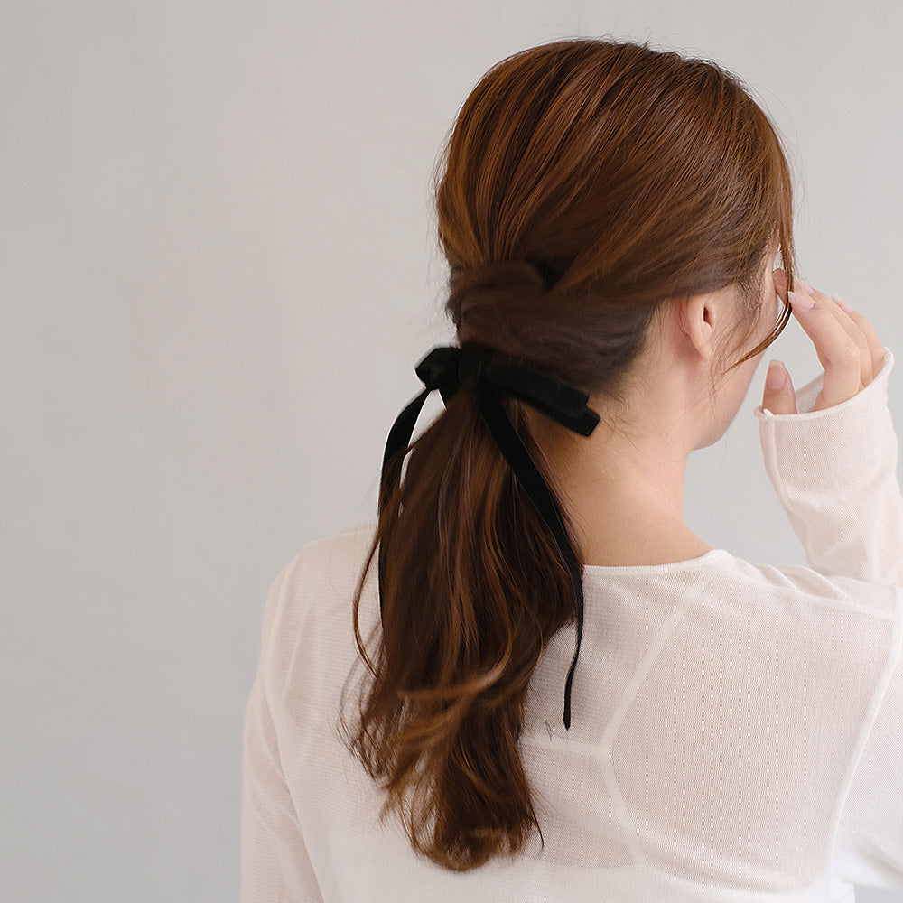 ヘアカフ クラップカフ リボン ベロア スリムタイプ