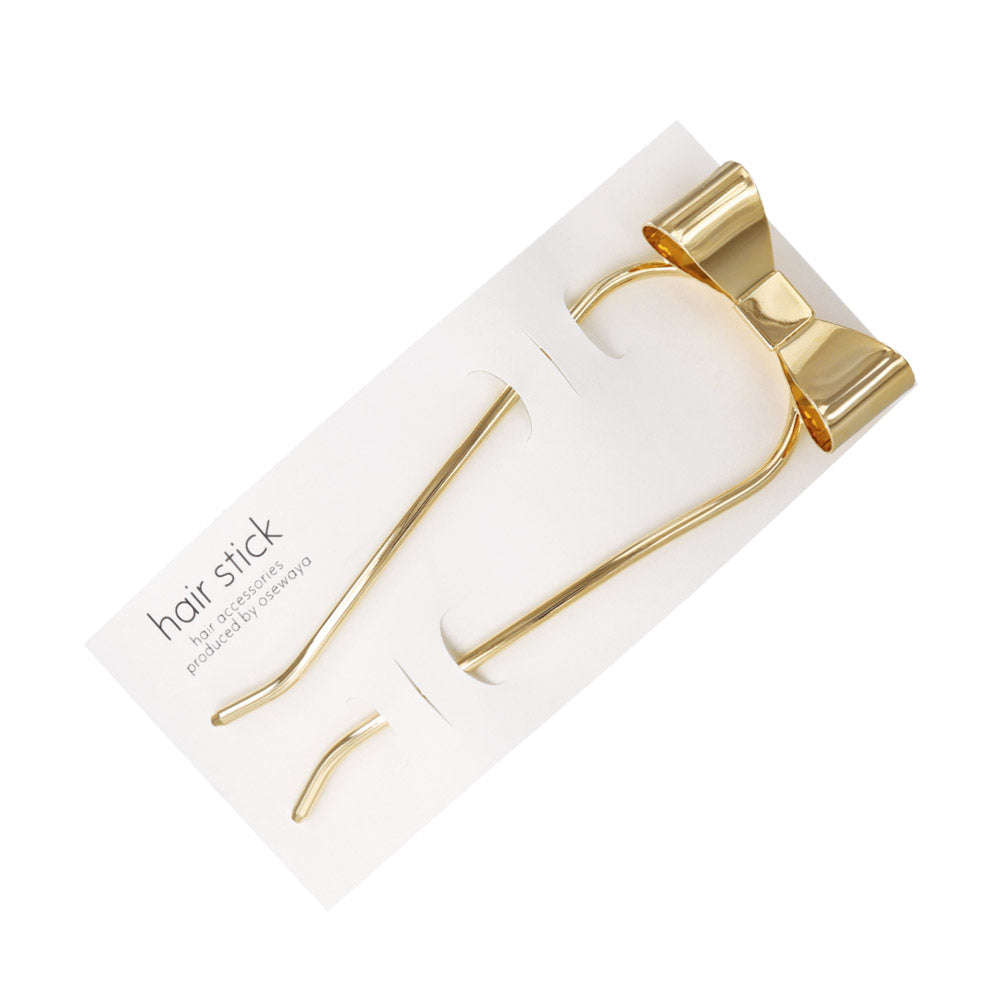 かんざし hair stick メタル リボン U字 カーブ ヘアコーム ヘアスティック
