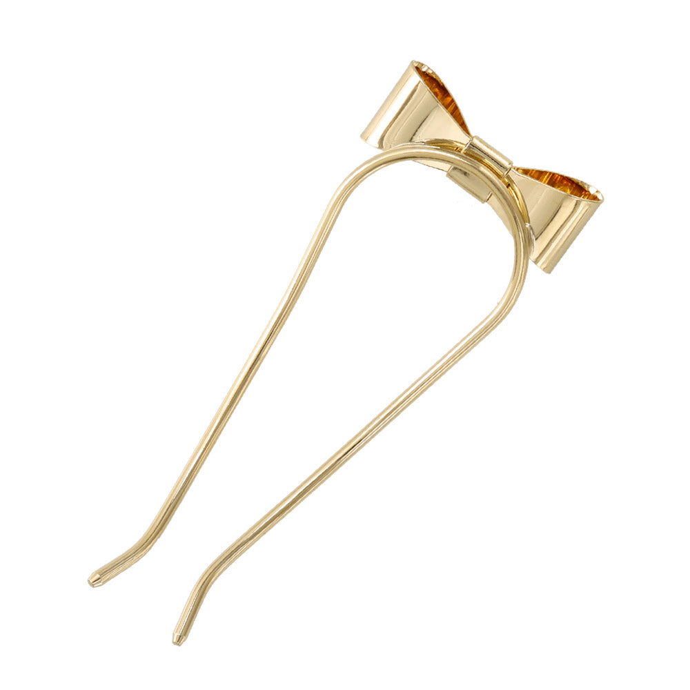 かんざし hair stick メタル リボン U字 カーブ ヘアコーム ヘアスティック
