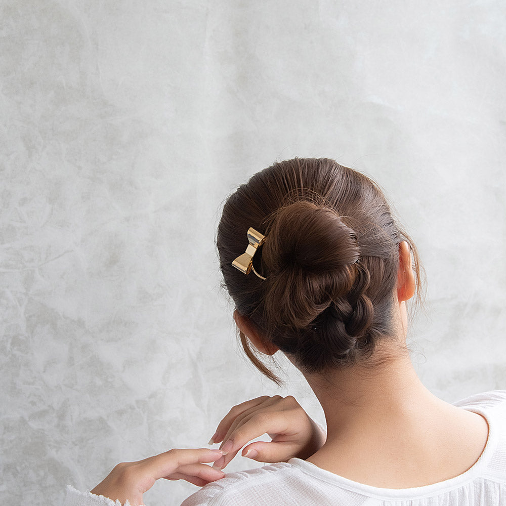 かんざし hair stick メタル リボン U字 カーブ ヘアコーム ヘアスティック