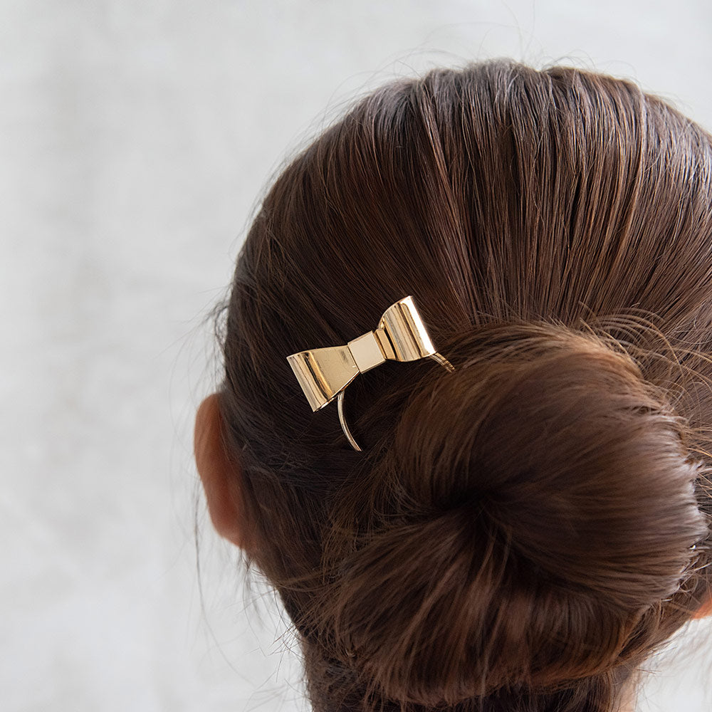 かんざし hair stick メタル リボン U字 カーブ ヘアコーム ヘアスティック
