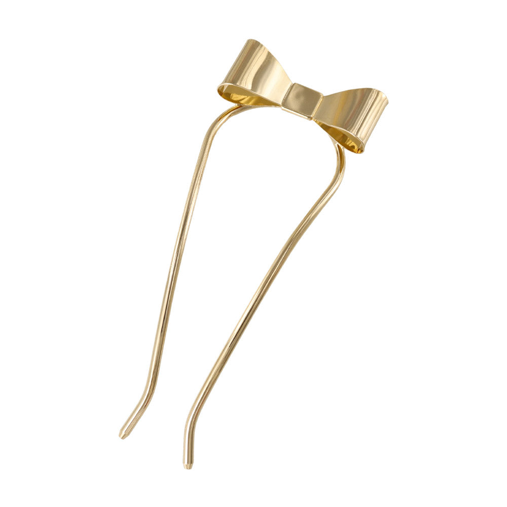 かんざし hair stick メタル リボン U字 カーブ ヘアコーム ヘアスティック