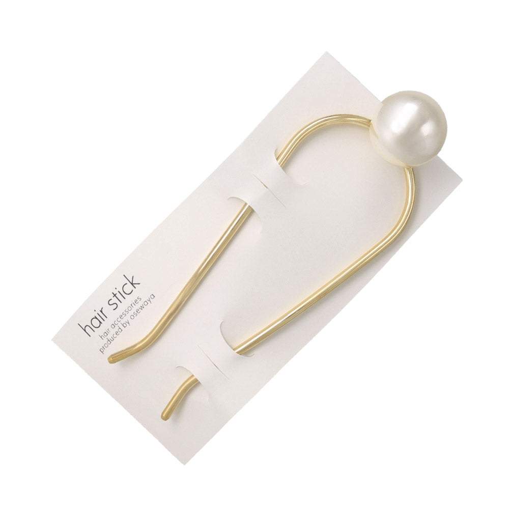 かんざし hair stick メタル ビッグ パール U字 カーブ ヘアコーム ヘアスティック