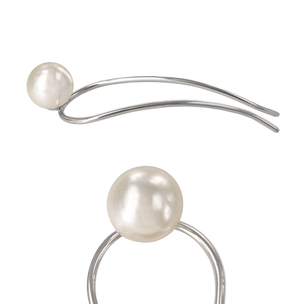 かんざし hair stick メタル ビッグ パール U字 カーブ ヘアコーム ヘアスティック