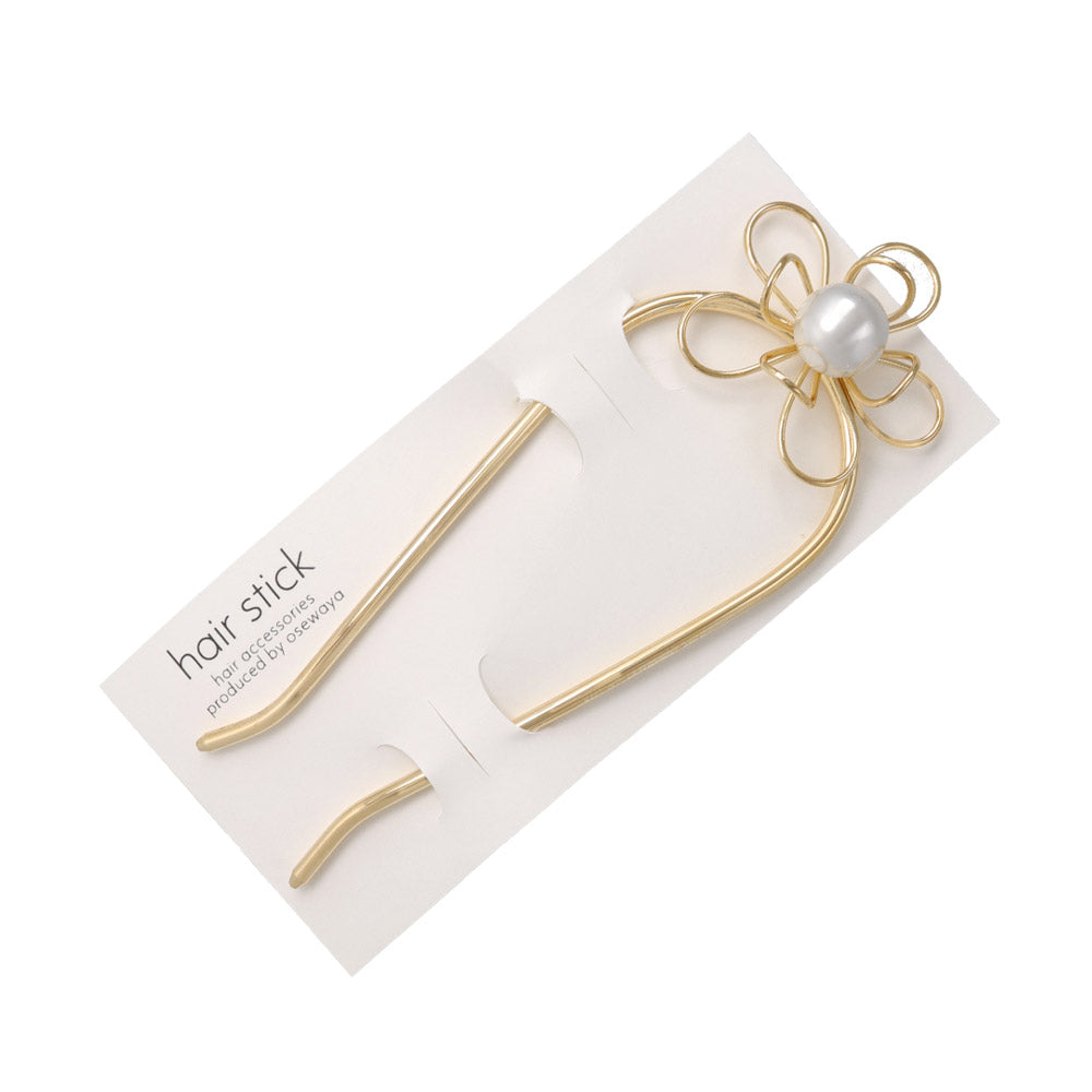 かんざし hair stick メタル ワイヤー フラワー 花 立体 U字 カーブ ヘアコーム ヘアスティック