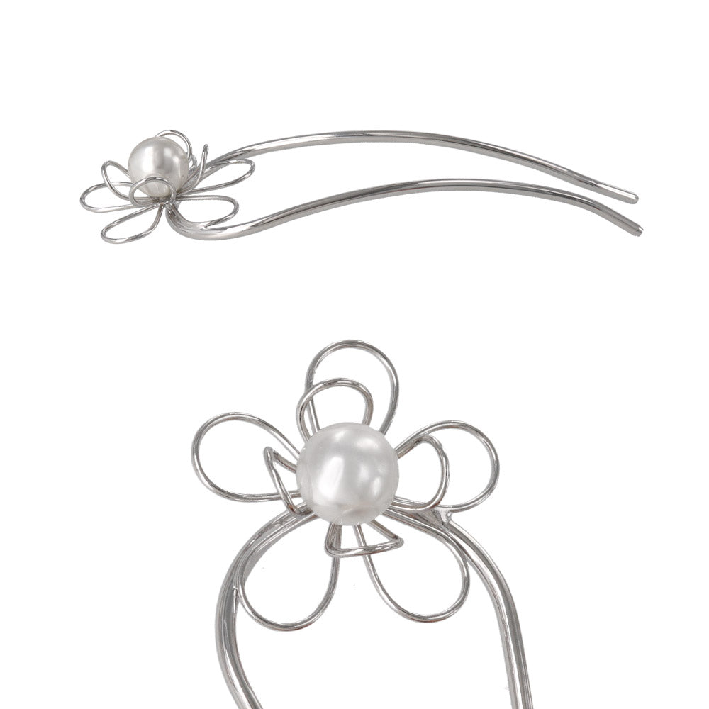 かんざし hair stick メタル ワイヤー フラワー 花 立体 U字 カーブ ヘアコーム ヘアスティック