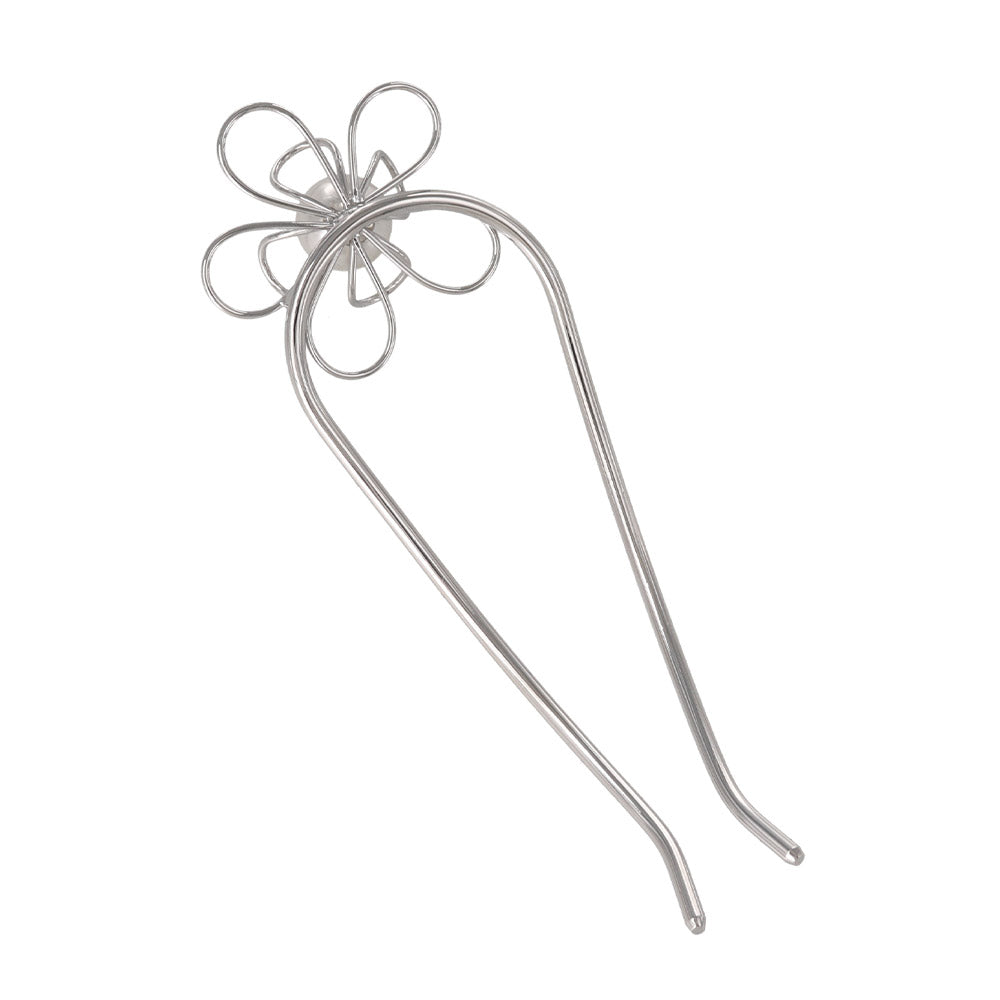かんざし hair stick メタル ワイヤー フラワー 花 立体 U字 カーブ ヘアコーム ヘアスティック