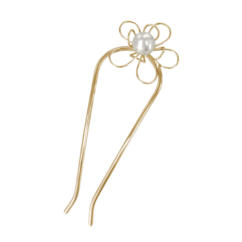 かんざし hair stick メタル ワイヤー フラワー 花 立体 U字 カーブ ヘアコーム ヘアスティック