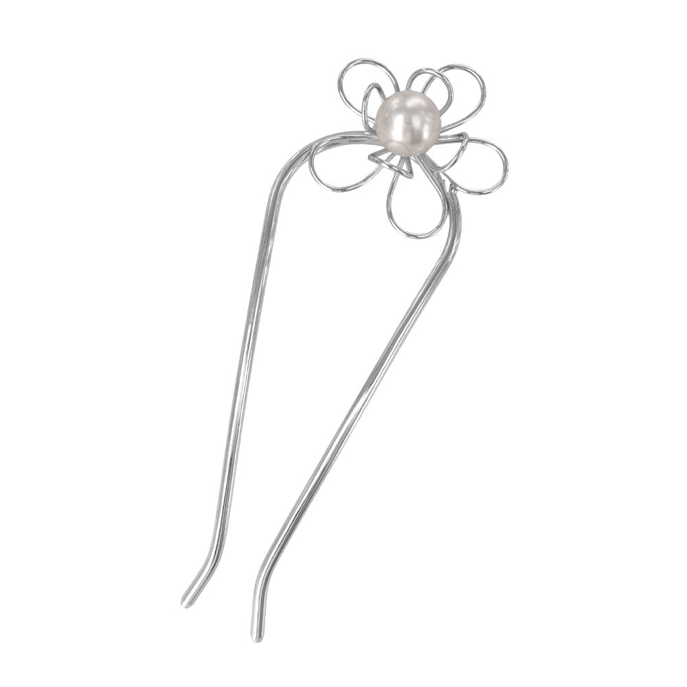 かんざし hair stick メタル ワイヤー フラワー 花 立体 U字 カーブ ヘアコーム ヘアスティック