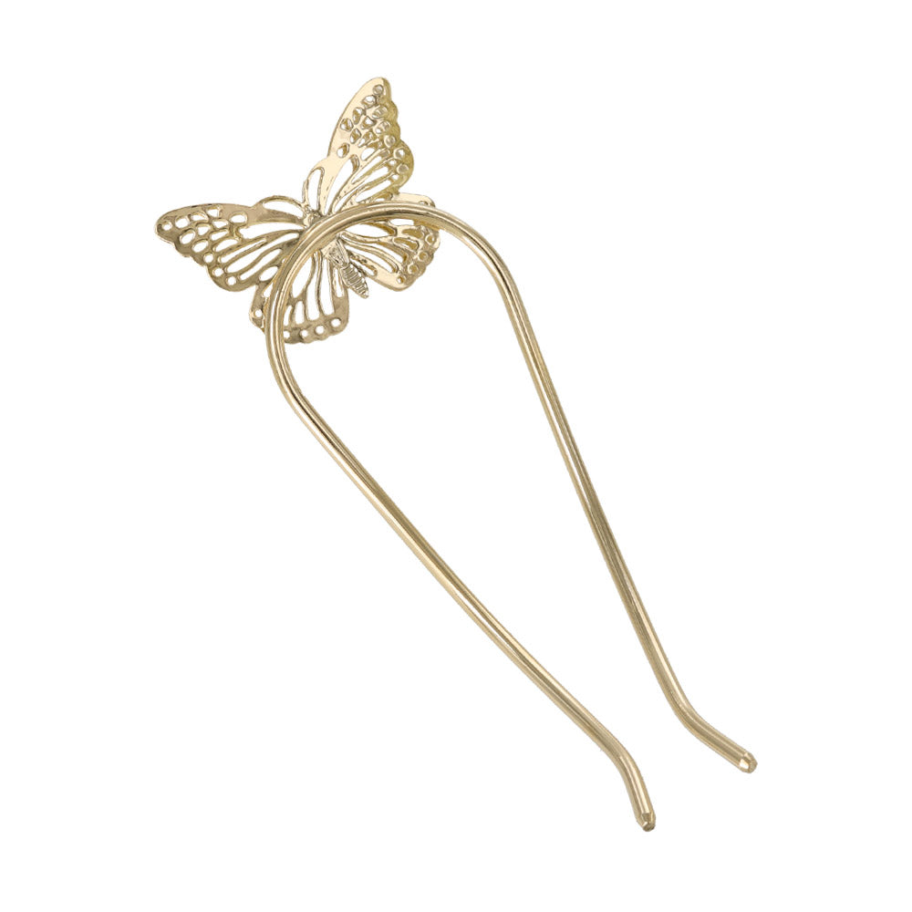 かんざし hair stick メタル 透かし バタフライ 蝶 U字 カーブ ヘアコーム ヘアスティック
